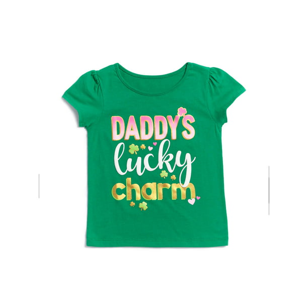Lucky Charm Kids Youth Long Sleeve T-Shirt Tee St Patricks Day Clover Charm